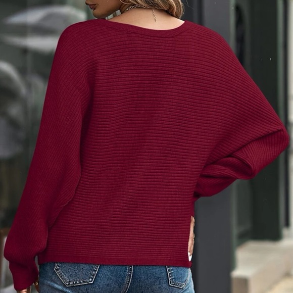 Dolman Sleeve Ribbed Knit Sweater brown - Picture 12 of 12